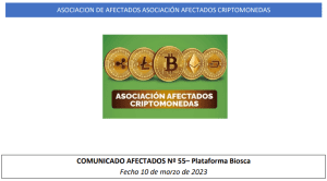 Comunicado afectados Nº 55 - Plataforma Biosca. Asociación de afectados por inversiones en criptomonedas